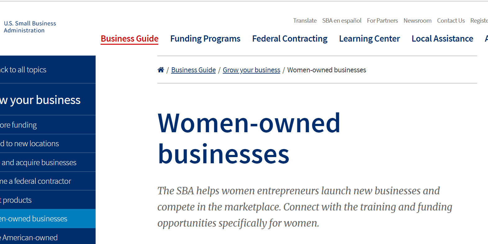 SBA Women-owned small businesses
